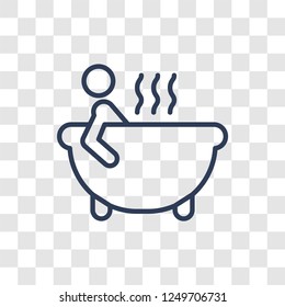 Person Bathing icon. Trendy linear Person Bathing logo concept on transparent background from People collection