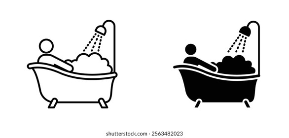 Person Bathing icons in outline and fill. vector illustration for ui.