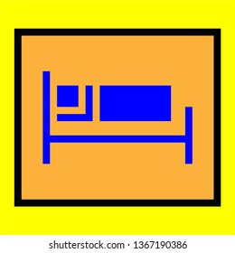 Person in bed. Hotel flat icon. Sleeping shelter sign. Isolated on white, vector