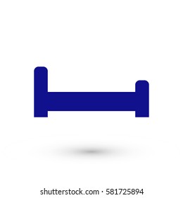  Person in bed. Hotel flat icon. Sleeping shelter sign. Blue icon