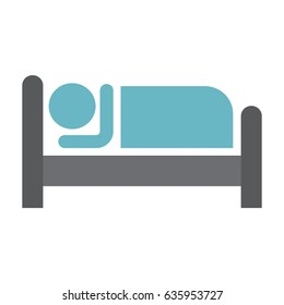Person in bed and Hotel flat icon, Travel and tourism, motel vector graphics, a colorful solid pattern on a white background, eps 10.