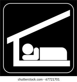 Person In Bed. Hotel Flat Icon. Sleeping Shelter Sign, Vector