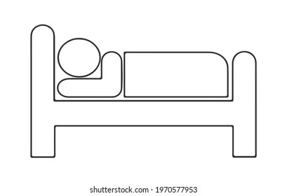 Person in bed, hotel icon.