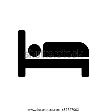 Person in bed, hotel icon.