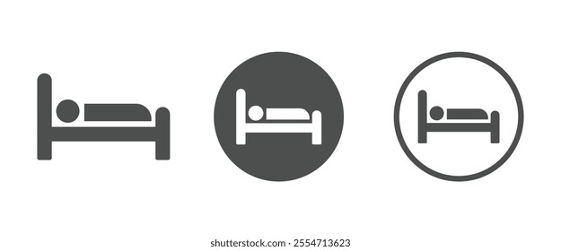 Person in bed, hotel vector graphic icons collection