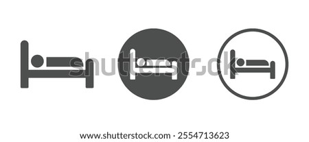 Person in bed, hotel vector graphic icons collection