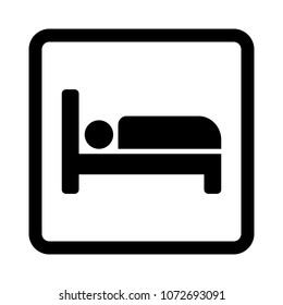 Person in bed, hotel vector icon.