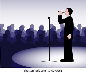 person before a microphone