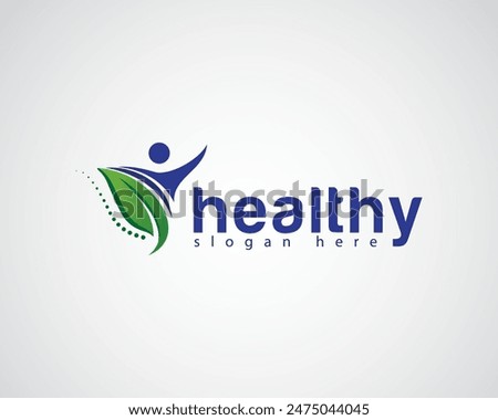 the person behind the leaf raises one hand above the logo design