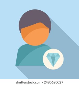 Person is being associated with a sparkling blue diamond suggesting a loyal and important customer