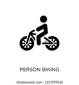 Person Biking icon. Person Biking symbol design from People collection. Simple element vector illustration on white background.