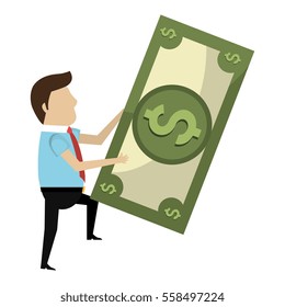 person with bill money isolated icon