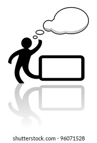 Person with billboard and speech bubble