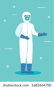 person with biohazard suit protection isolated icon vector illustration design