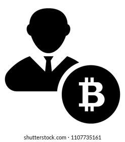 
A person with the bitcoin sign expliciting the idea of bitcoin businessman.
