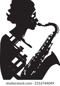 A person is blowing the trumpet Black And White, Vector Template Set for Cutting and Printing