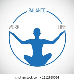 person blue silhouette meditating for work and life balance healthy lifestyle vector illustration