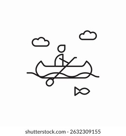 person boat fish cloud icon sign vector