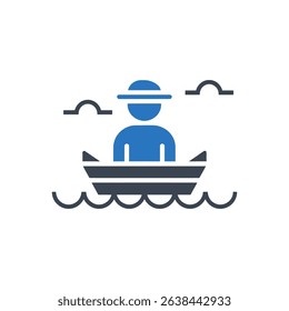 Person in a boat on the water icon