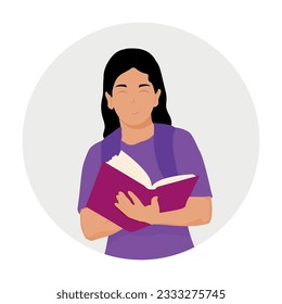 person with a book. back to school. vector illustration