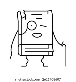 person book character line icon vector. person book character sign. isolated contour symbol black illustration