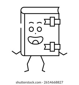 person book character line icon vector. person book character sign. isolated contour symbol black illustration