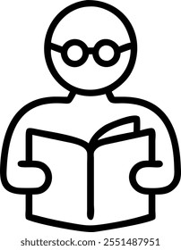 Person with Book and Reading Glasses for Library Service concept as A person holding a book and wearing reading glasses set against a clean background offering ample space for text