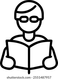 Person with Book and Reading Glasses for Library Service concept as A person holding a book and wearing reading glasses set against a clean background offering ample space for text