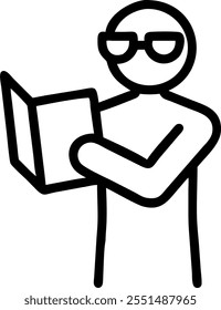 Person with Book and Reading Glasses for Library Service concept as A person holding a book and wearing reading glasses set against a clean background offering ample space for text