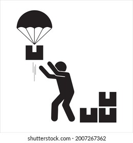 Persona con un icono de caja. Vector y glifo