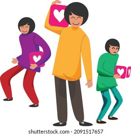 Person Bring Box of Heart Vector Illustration