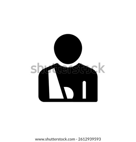 person with a broken arm in a cast or sling. Represents injury, accident, health, and medical conditions