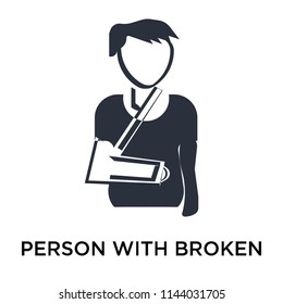 Person with broken arm icon vector isolated on white background for your web and mobile app design, Person with broken arm logo concept