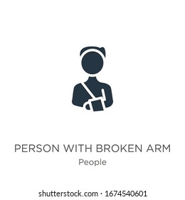 Person with broken arm icon vector. Trendy flat person with broken arm icon from people collection isolated on white background. Vector illustration can be used for web and mobile graphic design, 