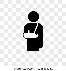 Person with broken arm vector icon on transparent background, Person with broken arm icon