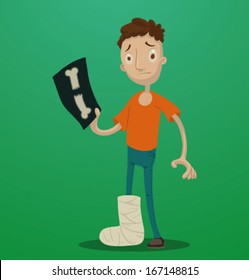 person with broken bones, vector