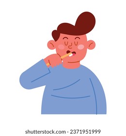 person brushing teeth illustration vector isolated