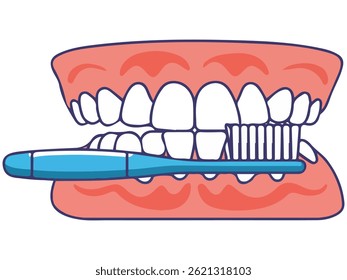 person brushing teeth wide smile isolated vector illustration on white background