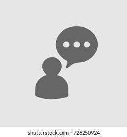 Person and bubble vector icon eps 10. Simple isolated pictogram.