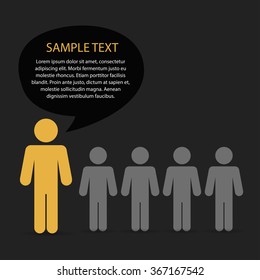 Person with bubbles for dialogue. Vector
