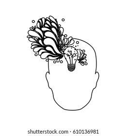 person with bulb brain icon, vector illustration design