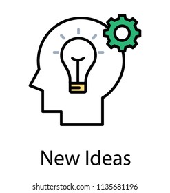 
A person with bulb inside his head and a gear symbolising new idea generation
