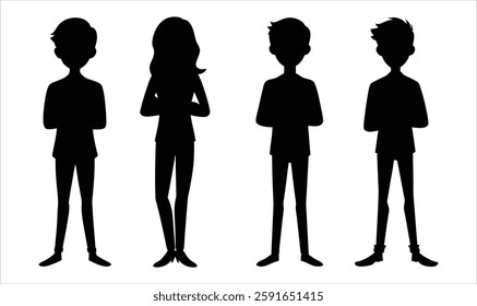 Person Bundle Set Silhouette Vector Illustration | Human Figure Silhouettes | People Poses Silhouette Design