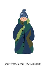 Persona liada arriba en chaqueta gruesa del invierno y Vector del sombrero