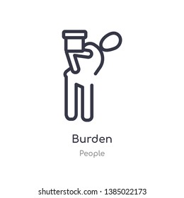 person with a burden outline icon. isolated line vector illustration from people collection. editable thin stroke burden icon on white background