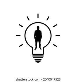 person or businessman in bulb icon vector