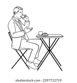 Person in der Cafeteria, die telefoniert