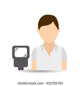 person with camera lens icon, vecctor illustration