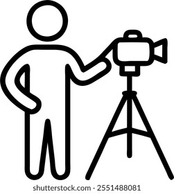 Person with Camera and Tripod for Photography Service concept as A person holding a camera and tripod set against a clean background offering ample space for text or graphics symbo