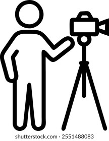 Person with Camera and Tripod for Photography Service concept as A person holding a camera and tripod set against a clean background offering ample space for text or graphics symbo